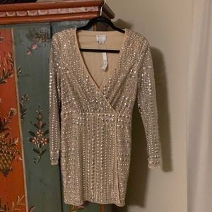ASOS sequin wrap v neck dress NWT